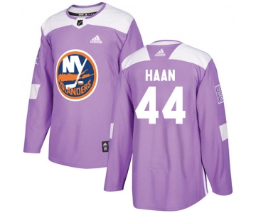 Adidas Islanders #44 Calvin De Haan Purple Authentic Fights Cancer Stitched NHL Jersey