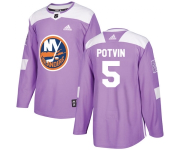 Adidas Islanders #5 Denis Potvin Purple Authentic Fights Cancer Stitched NHL Jersey