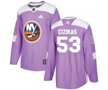 Adidas Islanders #53 Casey Cizikas Purple Authentic Fights Cancer Stitched NHL Jersey
