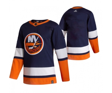 New York Islanders Blank Navy Blue Men's Adidas 2020-21 Reverse Retro Alternate NHL Jersey