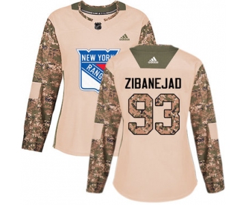 Adidas New York Rangers #93 Mika Zibanejad Camo Authentic 2017 Veterans Day Women's Stitched NHL Jersey