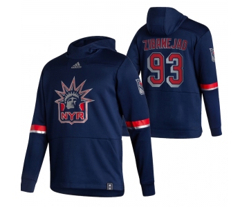 New York Rangers #93 Mika Zibanejad Adidas Reverse Retro Pullover Hoodie Navy