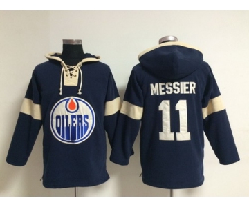 2014 Old Time Hockey Edmonton Oilers #11 Mark Messier Navy Blue Hoodie