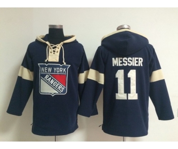 2014 Old Time Hockey New York Rangers #11 Mark Messier Navy Blue Hoodie