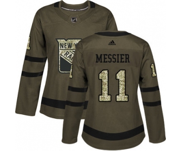 Adidas New York Rangers #11 Mark Messier Green Salute to Service Women's Stitched NHL Jersey