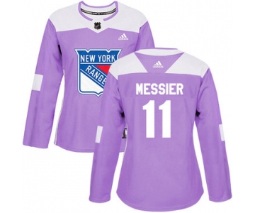 Adidas New York Rangers #11 Mark Messier Purple Authentic Fights Cancer Women's Stitched NHL Jersey