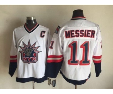 Men's New York Rangers #11 Mark Messier 1996-97 White CCM Vintage Throwback Jersey