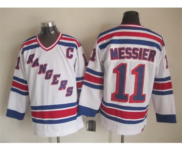 New York Rangers #11 Mark Messier 1993 White Throwback CCM Jersey