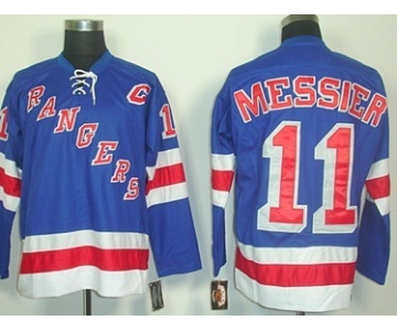 New York Rangers #11 Mark Messier Light Blue Throwback CCM Jersey