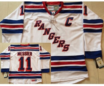 New York Rangers #11 Mark Messier White Throwback CCM Jersey
