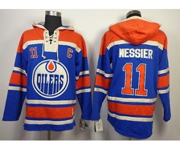 Old Time Hockey Edmonton Oilers #11 Mark Messier Royal Blue Hoodie