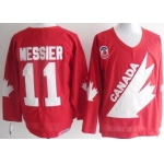 Team Canada #11 Mark Messier 1991 Olympic Red Throwback CCM Jersey