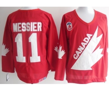 Team Canada #11 Mark Messier 1991 Olympic Red Throwback CCM Jersey