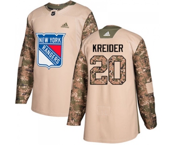 Adidas Detroit Rangers #20 Chris Kreider Camo Authentic 2017 Veterans Day Stitched Youth NHL Jersey