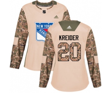 Adidas New York Rangers #20 Chris Kreider Camo Authentic 2017 Veterans Day Women's Stitched NHL Jersey