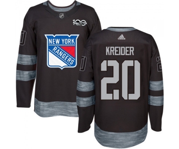 Men's York Rangers #20 Chris Kreider Black 1917-2017 100th Anniversary Stitched NHL Jersey