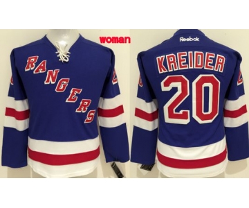 New York Rangers #20 Chris Kreider Light Blue Womens Jersey