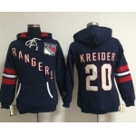 New York Rangers #20 Chris Kreider Navy Blue Women's Old Time Heidi NHL Hoodie