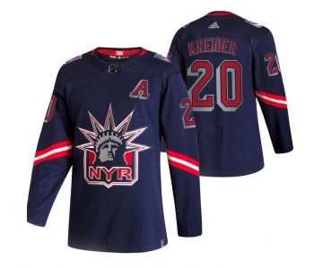 New York Rangers #20 Chris Kreider Navy Men's Adidas 2020-21 Reverse Retro Alternate NHL Jersey