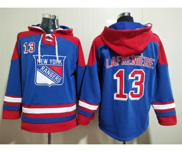 Men's New York Rangers #13 Alexis Lafreniere Blue Ageless Must Have Lace Up Pullover Hoodie