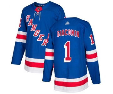 Adidas Rangers #1 Eddie Giacomin Royal Blue Home Authentic Stitched NHL Jersey