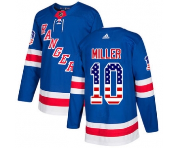 Adidas Rangers #10 J.T. Miller Royal Blue Home Authentic USA Flag Stitched NHL Jersey