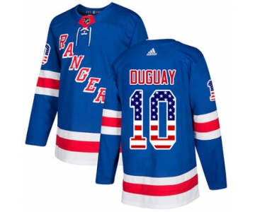 Adidas Rangers #10 Ron Duguay Royal Blue Home Authentic USA Flag Stitched NHL Jersey