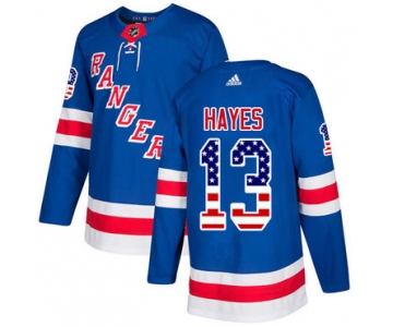 Adidas Rangers #13 Kevin Hayes Royal Blue Home Authentic USA Flag Stitched NHL Jersey