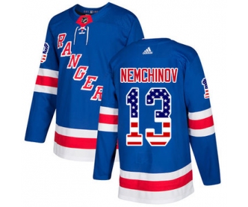 Adidas Rangers #13 Sergei Nemchinov Royal Blue Home Authentic USA Flag Stitched NHL Jersey