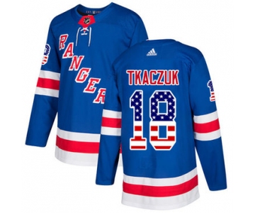 Adidas Rangers #18 Walt Tkaczuk Royal Blue Home Authentic USA Flag Stitched NHL Jersey