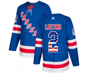 Adidas Rangers #2 Brian Leetch Royal Blue Home Authentic USA Flag Stitched NHL Jersey