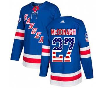 Adidas Rangers #27 Ryan McDonagh Royal Blue Home Authentic USA Flag Stitched NHL Jersey