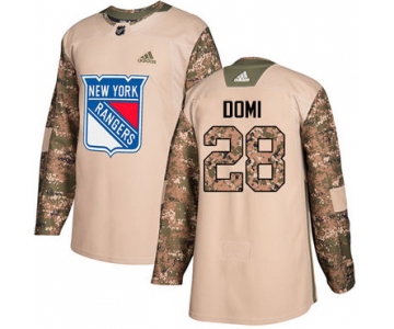 Adidas Rangers #28 Tie Domi Camo Authentic 2017 Veterans Day Stitched NHL Jersey