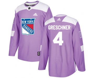 Adidas Rangers #4 Ron Greschner Purple Authentic Fights Cancer Stitched NHL Jersey