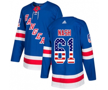 Adidas Rangers #61 Rick Nash Royal Blue Home Authentic USA Flag Stitched NHL Jersey
