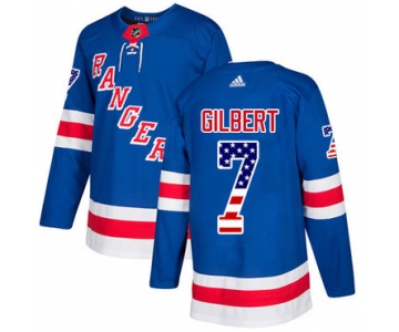 Adidas Rangers #7 Rod Gilbert Royal Blue Home Authentic USA Flag Stitched NHL Jersey