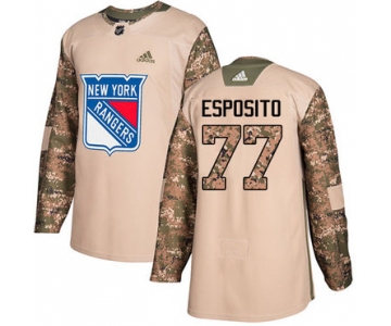 Adidas Rangers #77 Phil Esposito Camo Authentic 2017 Veterans Day Stitched NHL Jersey