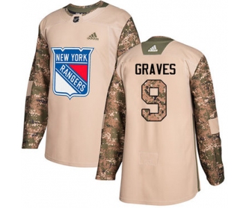 Adidas Rangers #9 Adam Graves Camo Authentic 2017 Veterans Day Stitched NHL Jersey