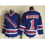 Men's New York Rangers #1 Eddie Giacomin 1990-91 Light Blue CCM Vintage Throwback Jersey