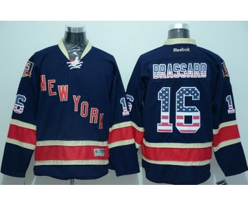 Men's New York Rangers #16 Derick Brassard Reebok Navy Blue Third USA Flag Hockey Jersey