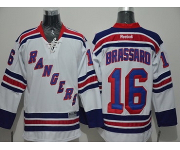 Men's New York Rangers #16 Derick Brassard Reebok White Away Hockey Jersey