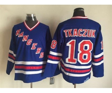 Men's New York Rangers #18 Walt Tkaczuk 1990-91 Light Blue CCM Vintage Throwback Jersey