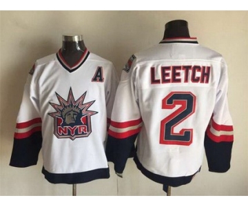 Men's New York Rangers #2 Brian Leetch 1996-97 White CCM Vintage Throwback Jersey