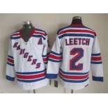 Men's New York Rangers #2 Brian Leetch White CCM Vintage Throwback Jersey