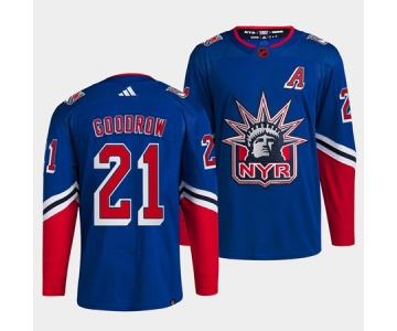 Men's New York Rangers #21 Barclay Goodrow Blue 2022 Reverse Retro Stitched Jersey