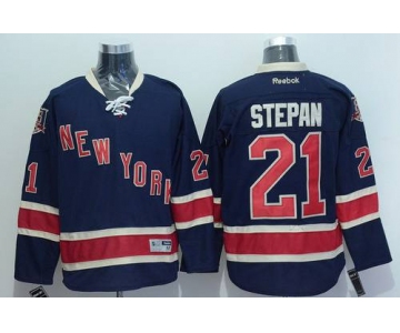 Men's New York Rangers #21 Derek Stepan Navy Blue Third 85TH Jersey