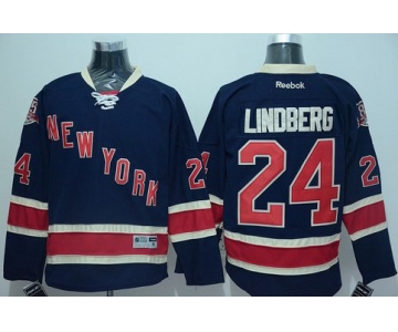 Men's New York Rangers #24 Oscar Lindberg Navy Blue Third 85TH Jersey
