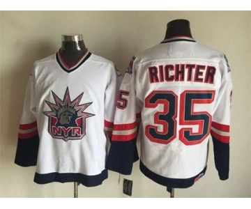 Men's New York Rangers #35 Mike Richter 1996-97 White CCM Vintage Throwback Jersey