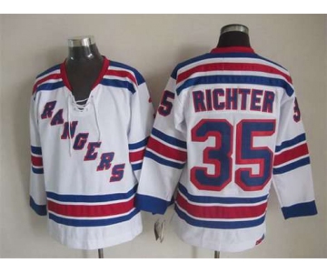 Men's New York Rangers #35 Mike Richter White CCM Vintage Throwback Jersey