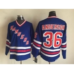 Men's New York Rangers #36 Glenn Anderson 1990-91 Light Blue CCM Vintage Throwback Jersey